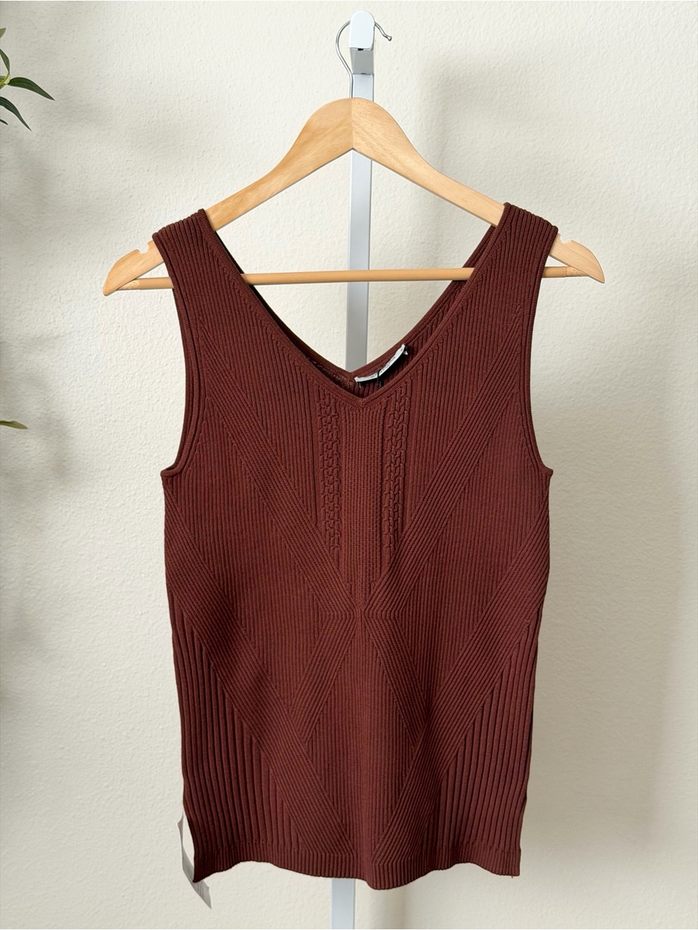 NWT M.M.LaFleur Nadia Chevron Ribbed Knit Tank in Cinnamon Size M